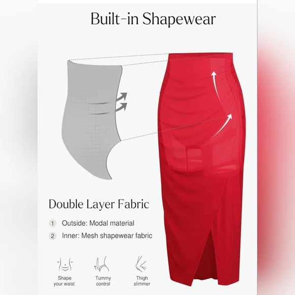 SOLD Popilush Shapewear Midi Skirt #868 - Picture 5 of 10